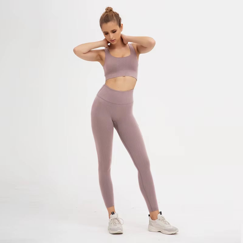 2 Pieces Seamless Fitness Women Yoga Suit Gym Push up Clothes Workout Sport Set Padded Sports Bra High Waist Legging Sportswear