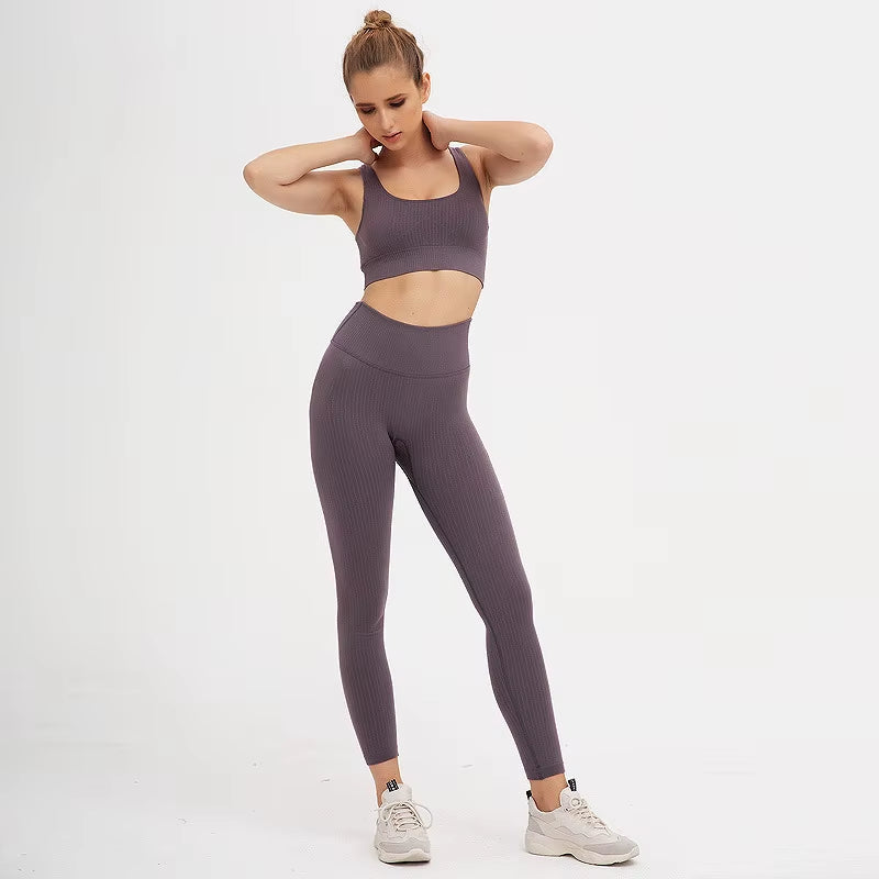 2 Pieces Seamless Fitness Women Yoga Suit Gym Push up Clothes Workout Sport Set Padded Sports Bra High Waist Legging Sportswear